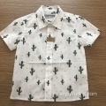 Camisa de manga corta 100% algodón con estampado completo de cactus para niños